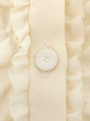 シルクシースルーフリル長袖ブラウス アイボリー