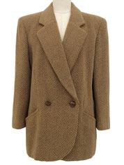 ウールヘリンボーンパターンダブルブレストジャケット ブラウン