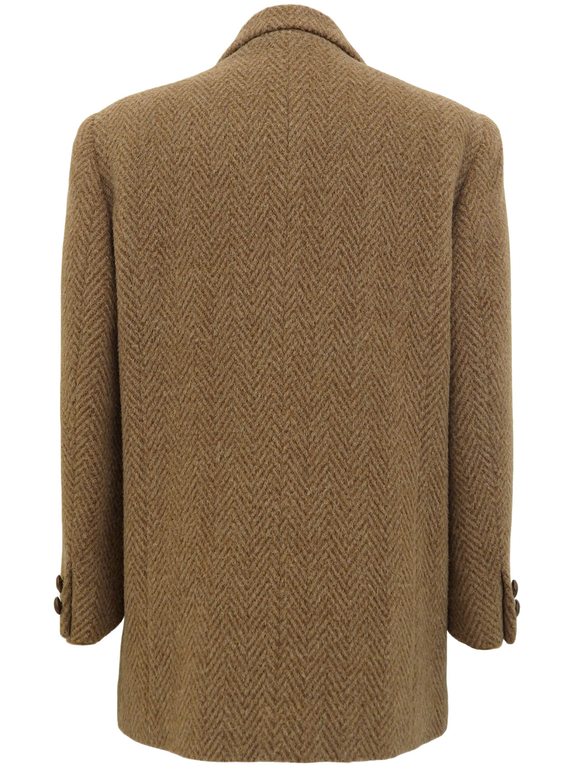 ウールヘリンボーンパターンダブルブレストジャケット ブラウン