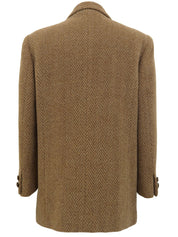 ウールヘリンボーンパターンダブルブレストジャケット ブラウン