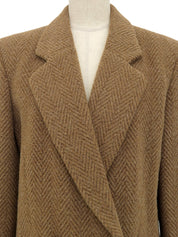 ウールヘリンボーンパターンダブルブレストジャケット ブラウン
