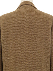 ウールヘリンボーンパターンダブルブレストジャケット ブラウン