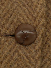 ウールヘリンボーンパターンダブルブレストジャケット ブラウン