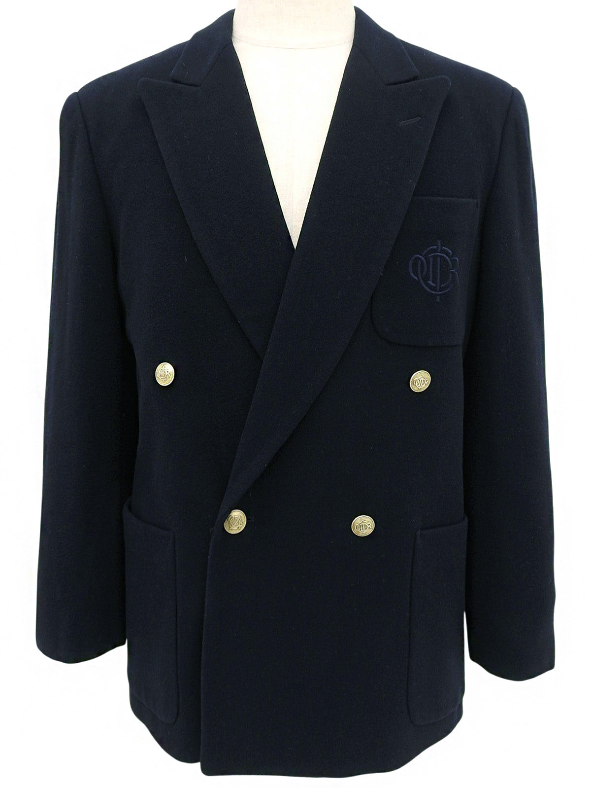 エンブレムロゴボタンダブルブレストジャケット ネイビー