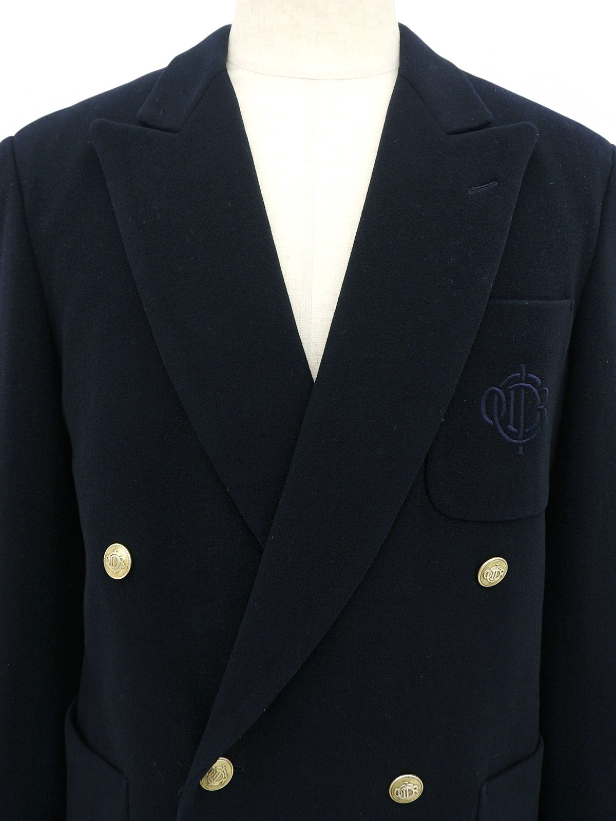 エンブレムロゴボタンダブルブレストジャケット ネイビー