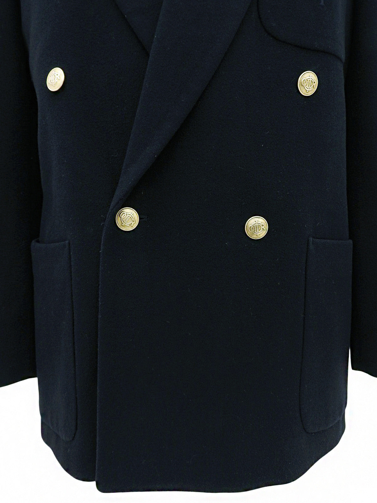 Navy Emblem Logo Button Double-Breasted Jacket