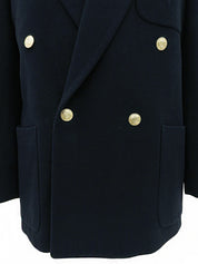Navy Emblem Logo Button Double-Breasted Jacket