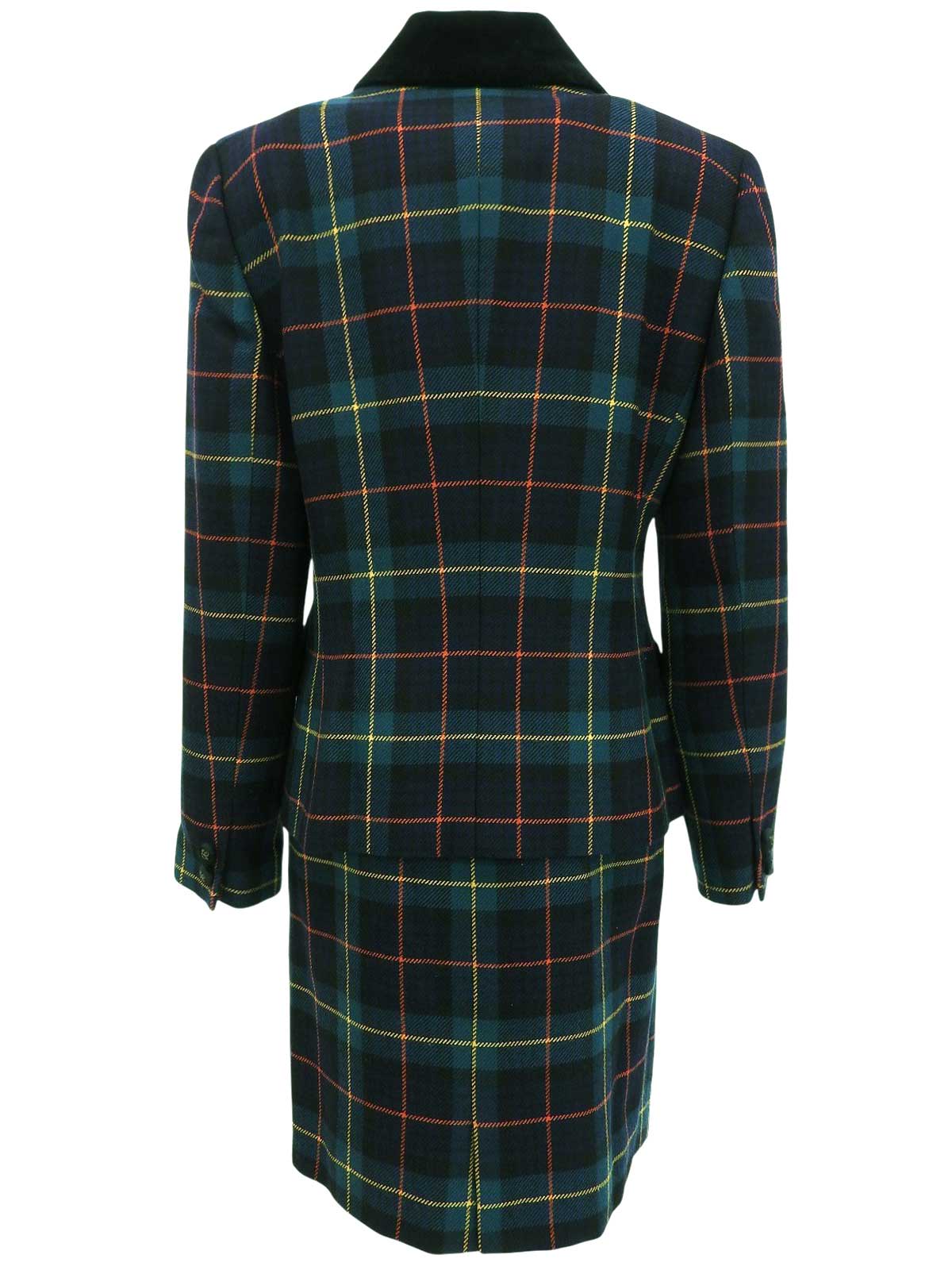 ウール タータンチェックパターンセットアップ グリーン/ネイビー/マルチ