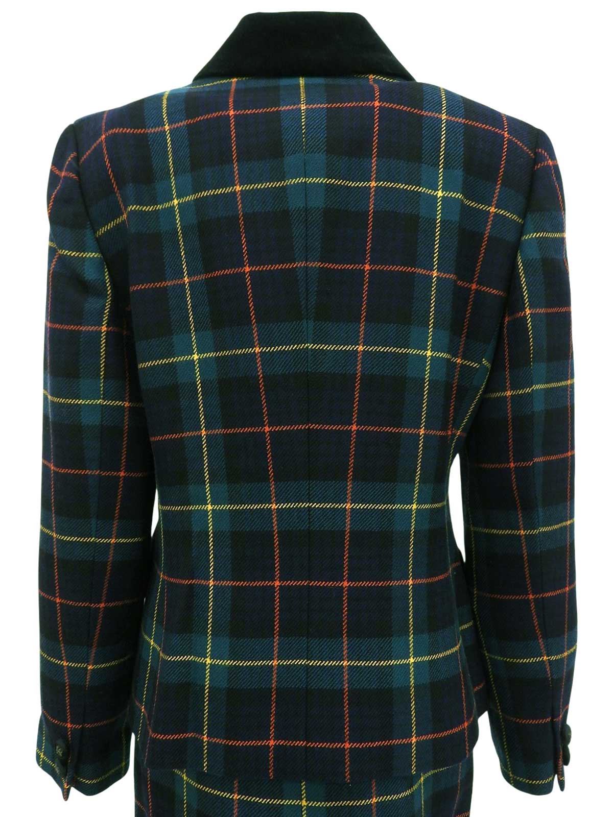ウール タータンチェックパターンセットアップ グリーン/ネイビー/マルチ