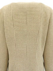 チェックパターンノーカラージャケット アイボリー/ブラウン