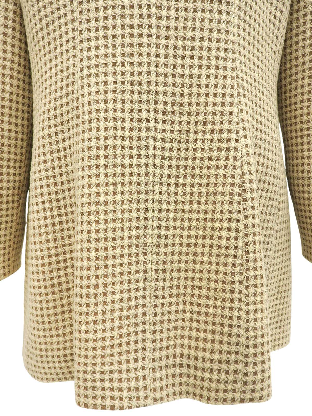 チェックパターンノーカラージャケット アイボリー/ブラウン