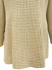 チェックパターンノーカラージャケット アイボリー/ブラウン