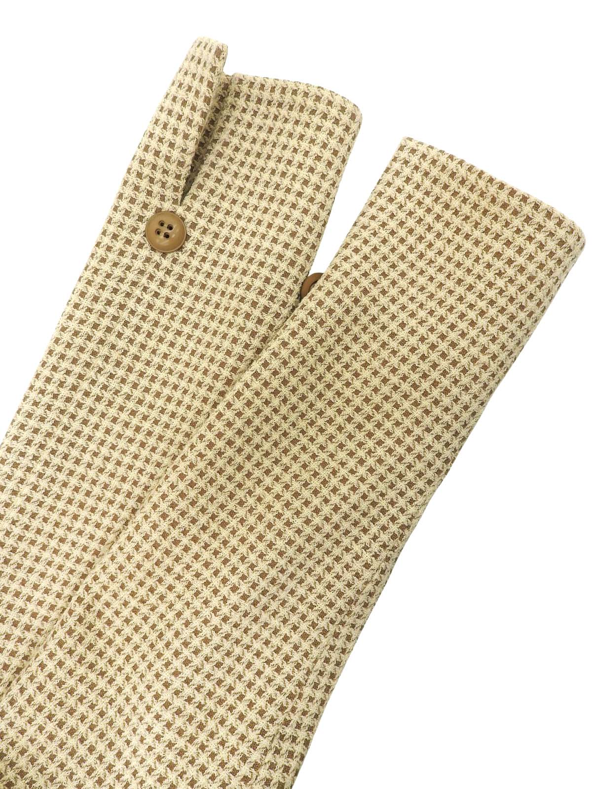 チェックパターンノーカラージャケット アイボリー/ブラウン