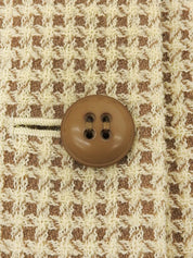 チェックパターンノーカラージャケット アイボリー/ブラウン