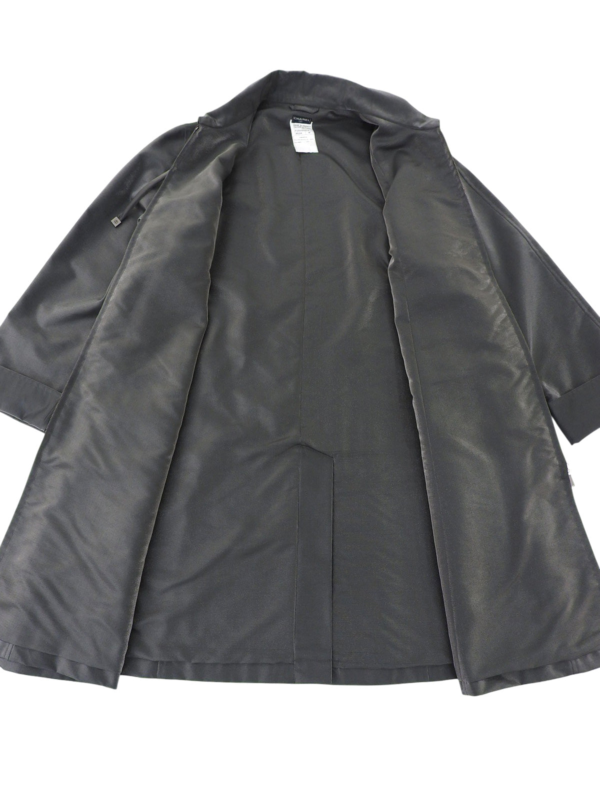 1999年製 ロゴジップアップロングコート メタリックグレー