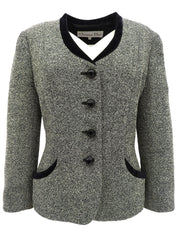 ツイードノーカラージャケット グレー