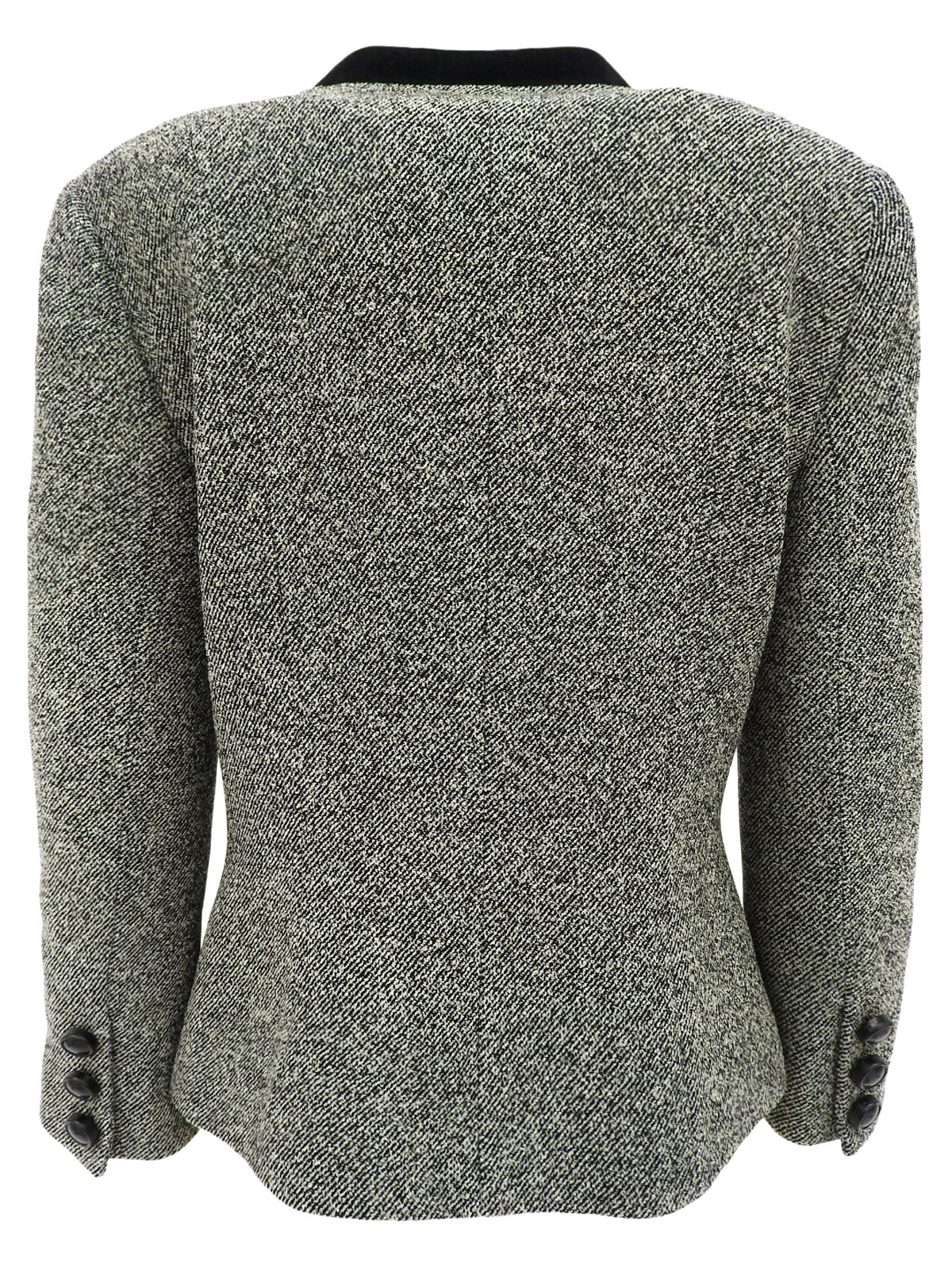 ツイードノーカラージャケット グレー