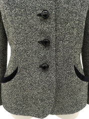 ツイードノーカラージャケット グレー
