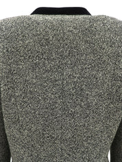 ツイードノーカラージャケット グレー