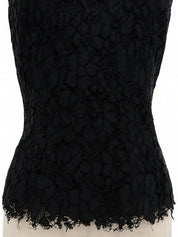 Floral Lace Design Sleeveless Top in Black