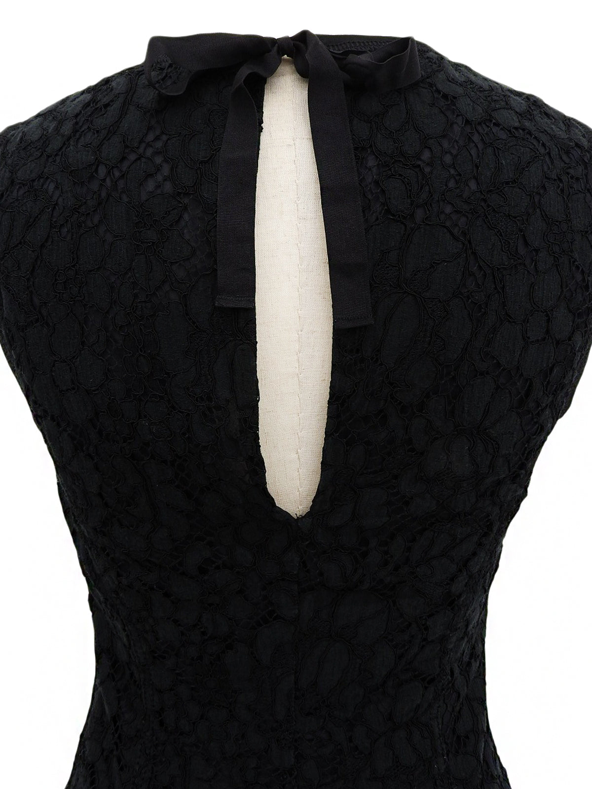 フラワーレースデザインノースリーブトップス ブラック