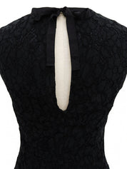 フラワーレースデザインノースリーブトップス ブラック