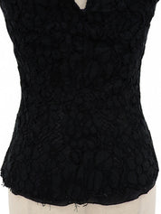Floral Lace Design Sleeveless Top in Black
