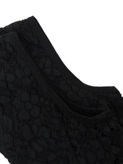 フラワーレースデザインノースリーブトップス ブラック