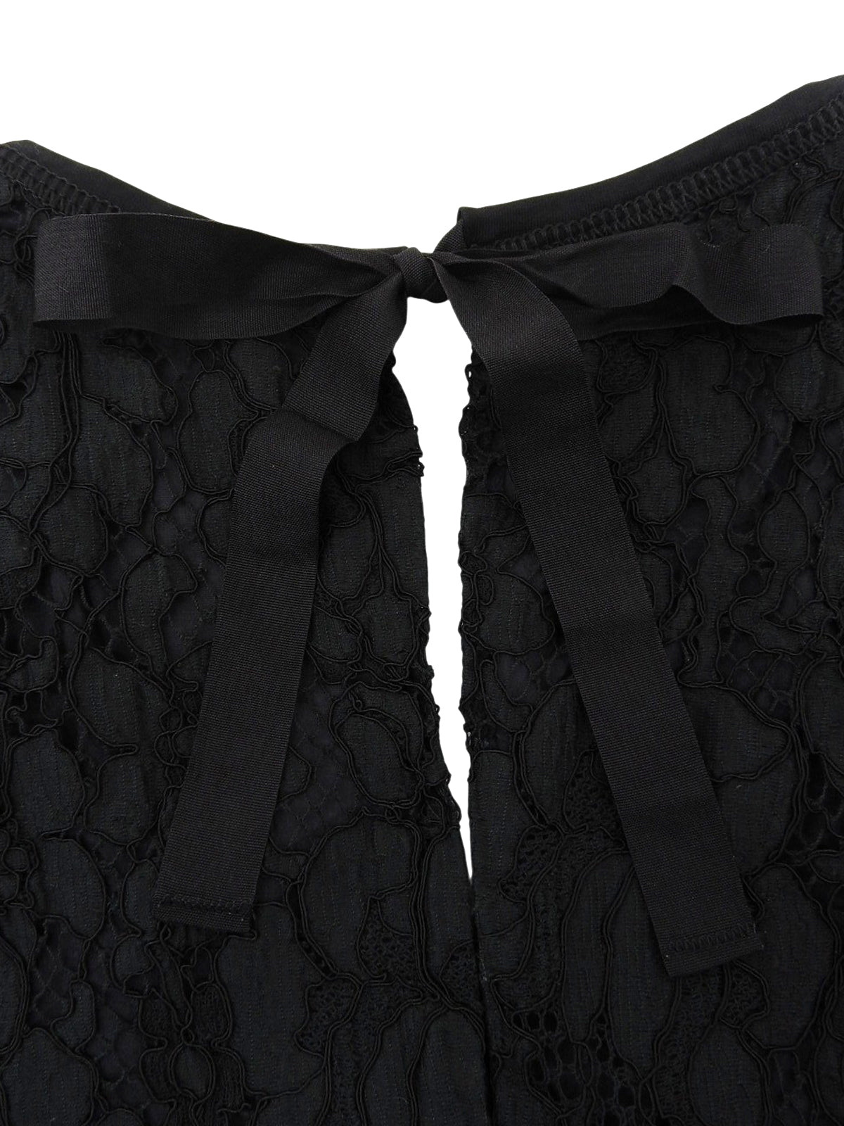 フラワーレースデザインノースリーブトップス ブラック