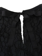 Floral Lace Design Sleeveless Top in Black