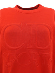 Logo embroidered long sleeve sweatshirt in red