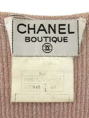 Pink sleeveless knit top with embroidered CC logo