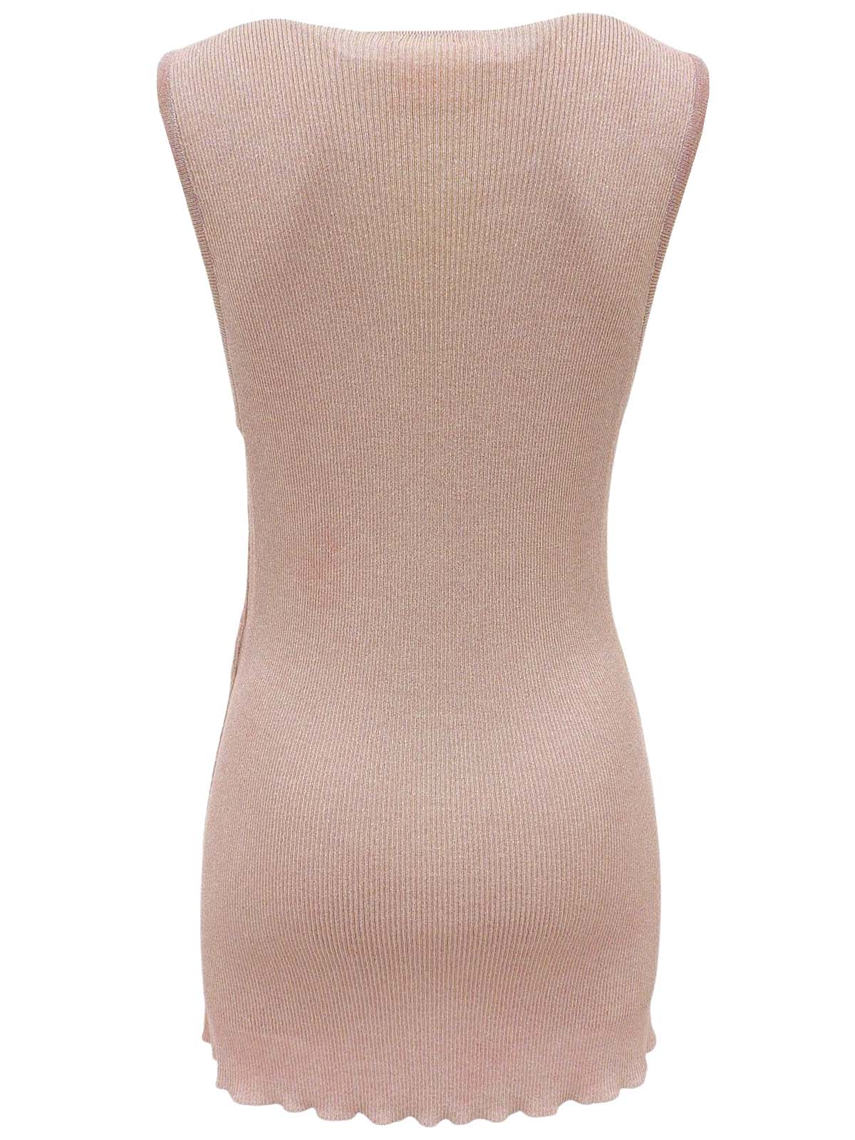 Pink sleeveless knit top with embroidered CC logo