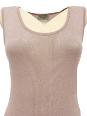 Pink sleeveless knit top with embroidered CC logo