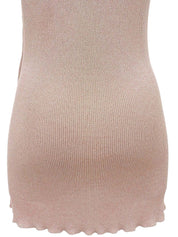 ラメCCマーク刺繍ノースリーブニットトップス ピンク