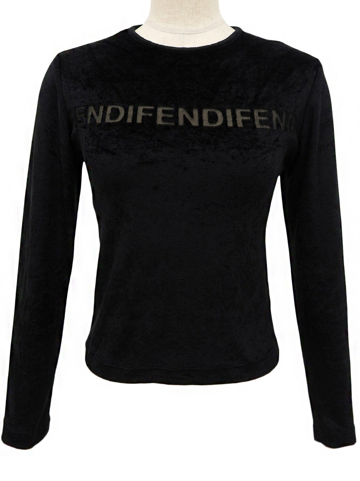 ベロアロゴロングスリーブトップス ブラック