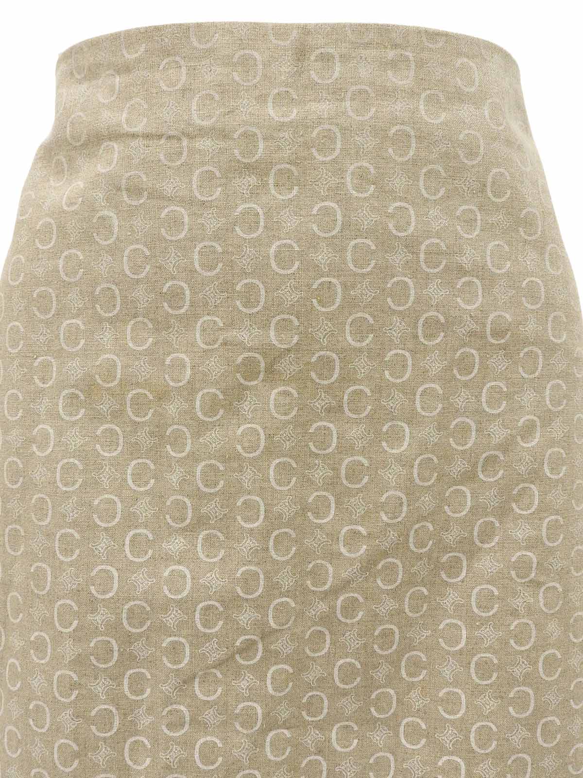 リネンCマカダムパターンスカート ライトベージュ