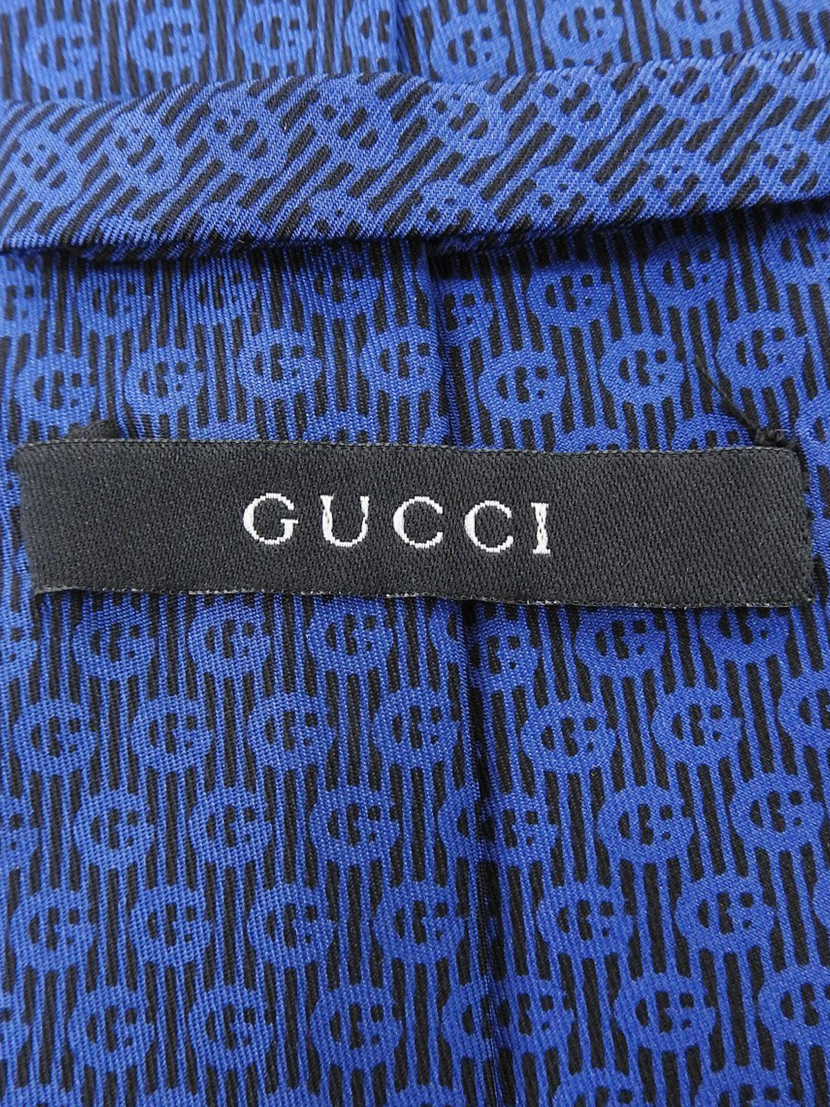 GG pattern tie in blue