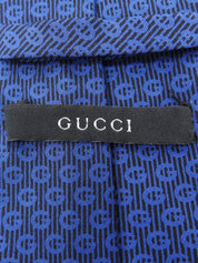 GG pattern tie in blue