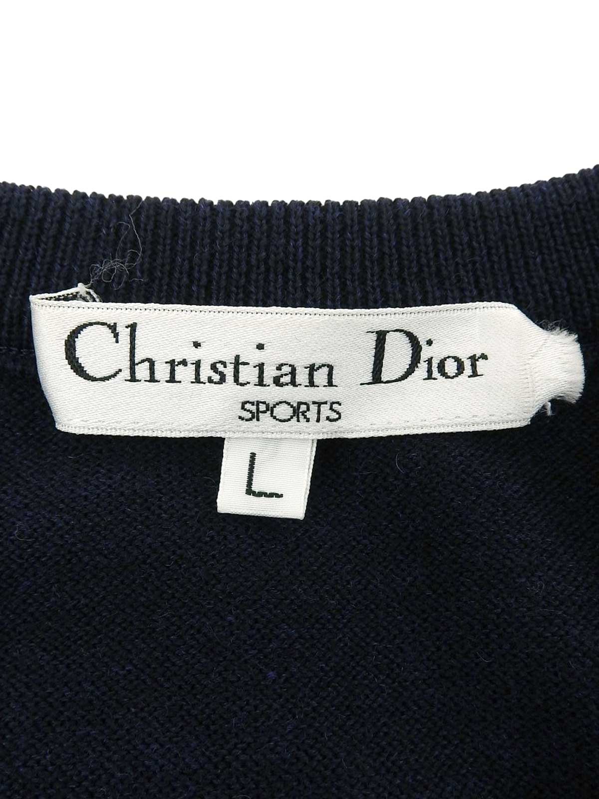 ウールバックロゴ刺繍ニットベスト ネイビー