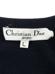 ウールバックロゴ刺繍ニットベスト ネイビー