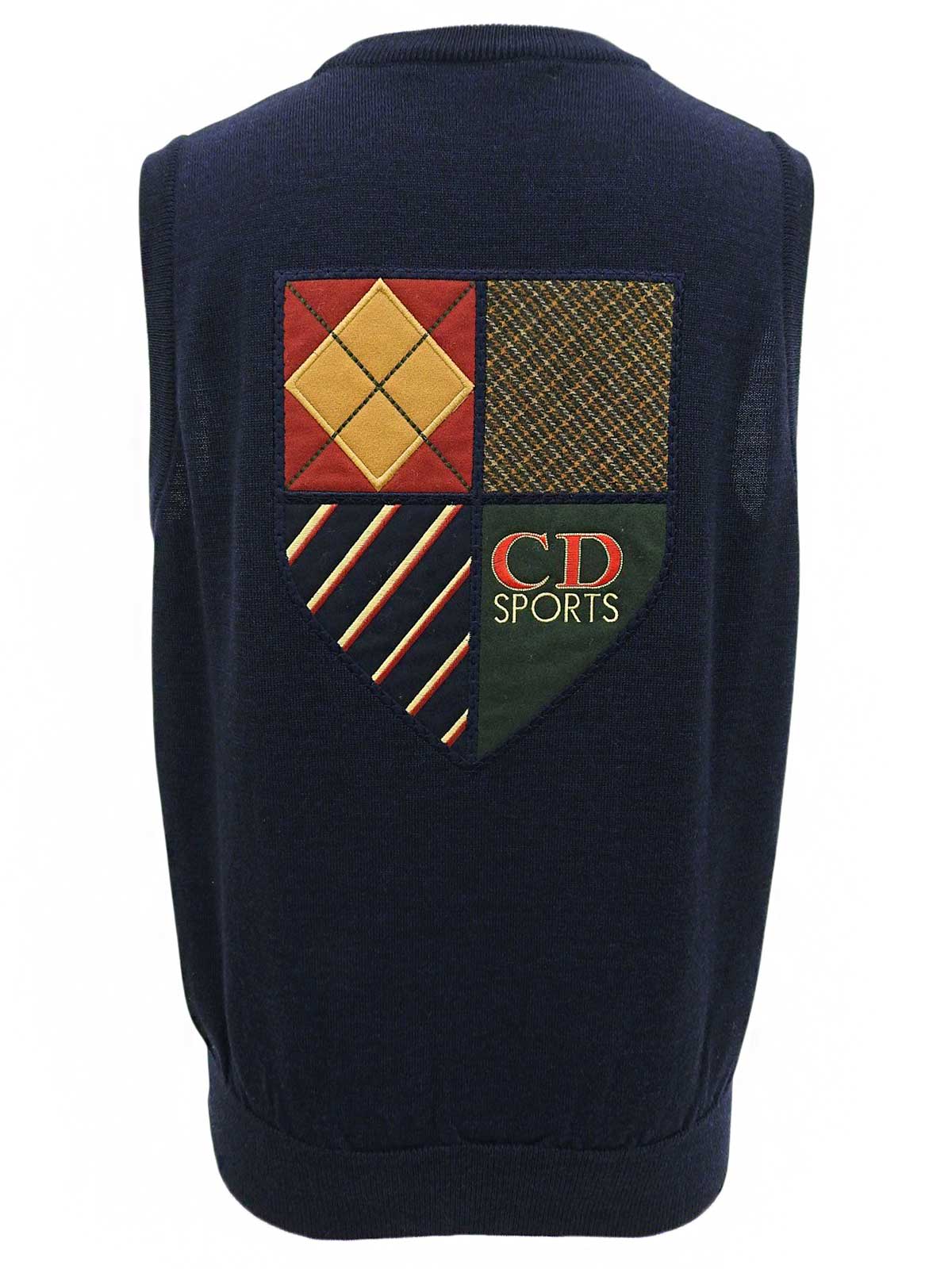 ウールバックロゴ刺繍ニットベスト　ネイビー