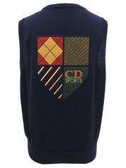 ウールバックロゴ刺繍ニットベスト　ネイビー