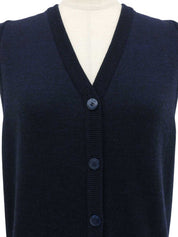 ウールバックロゴ刺繍ニットベスト　ネイビー