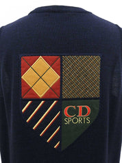 ウールバックロゴ刺繍ニットベスト　ネイビー