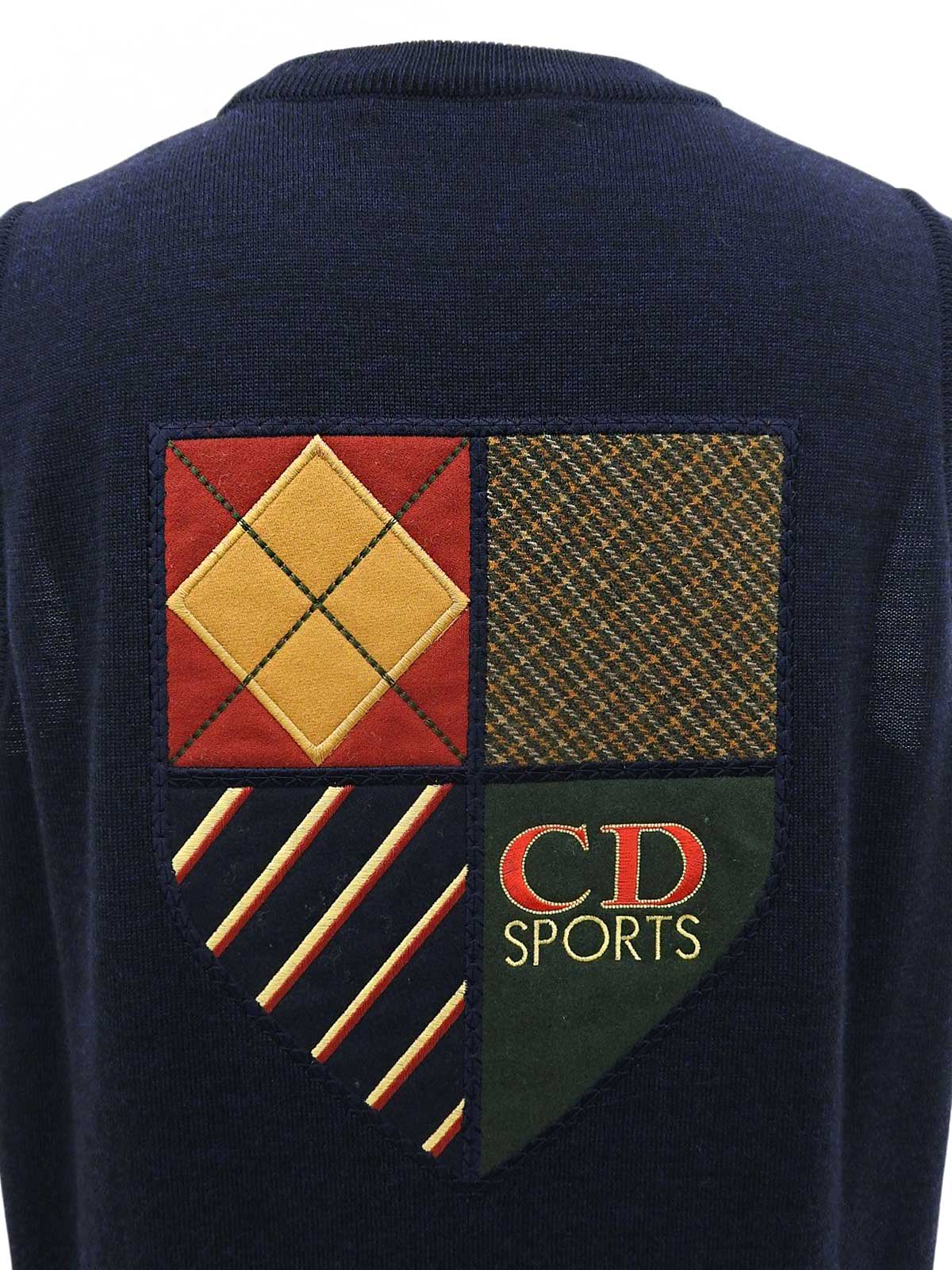 ウールバックロゴ刺繍ニットベスト ネイビー