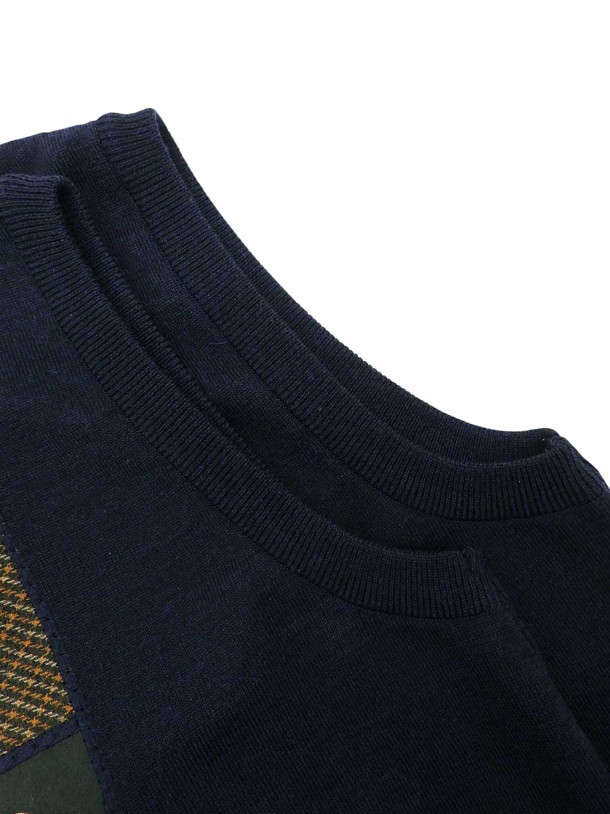 ウールバックロゴ刺繍ニットベスト　ネイビー
