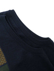 ウールバックロゴ刺繍ニットベスト　ネイビー