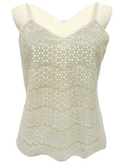 2005年製 レースラインストーンCCマークボタンキャミソール アイボリー