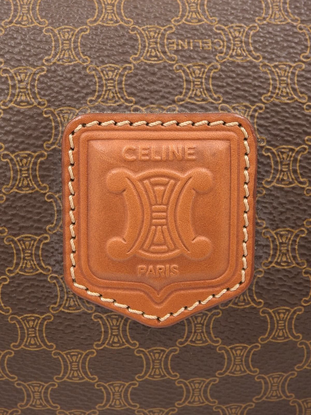 Macadam Pattern Logo Embossed Handbag Brown